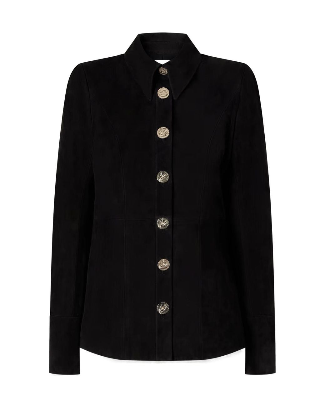 Galvan Black Solid Color Suede Jacket