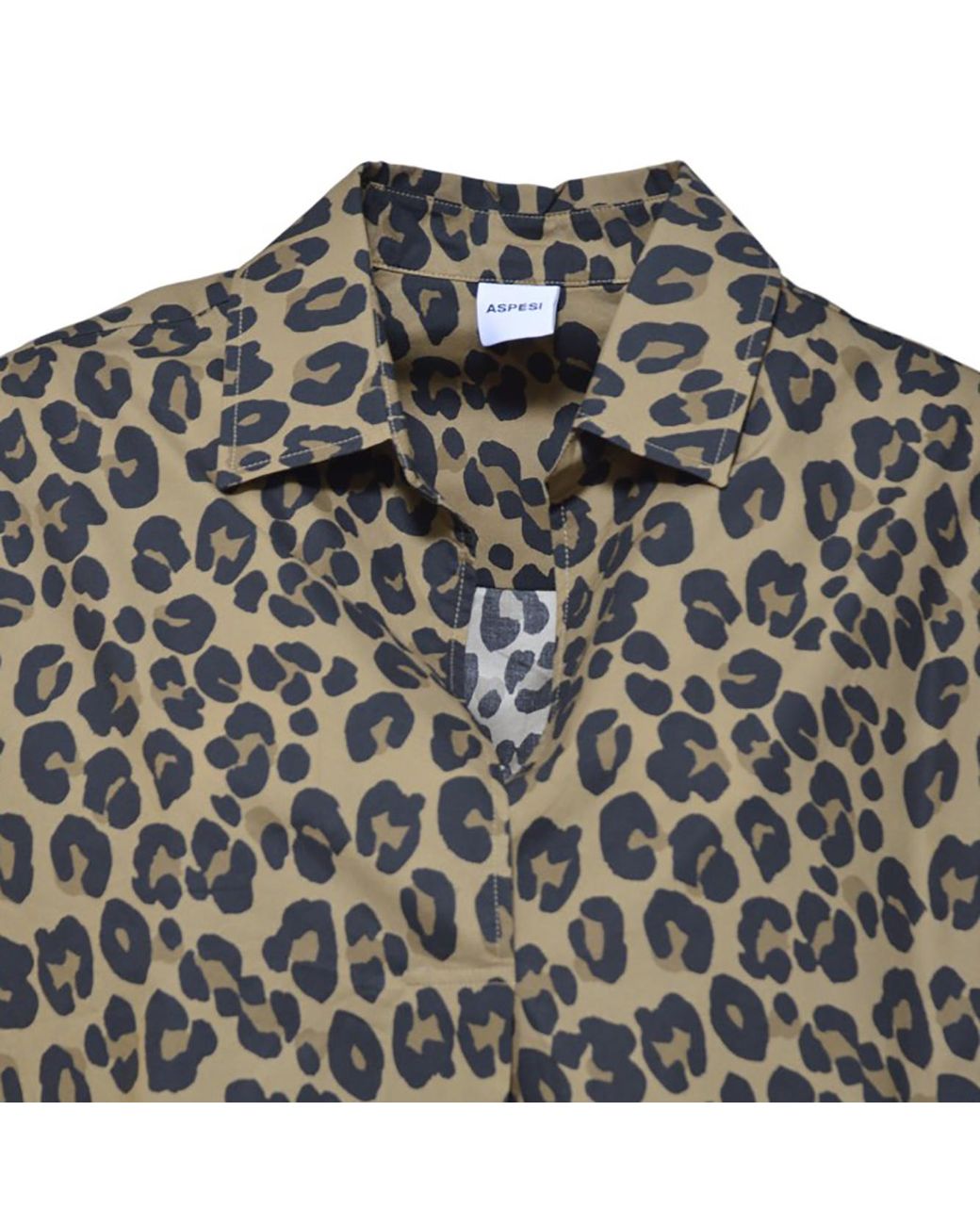 Aspesi Gray Long Sleeve Leopard Print Shirt