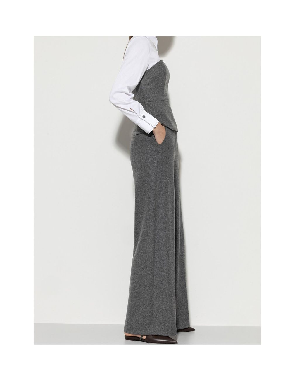 Luisa Cerano Gray Belt-Loop Casual Pants