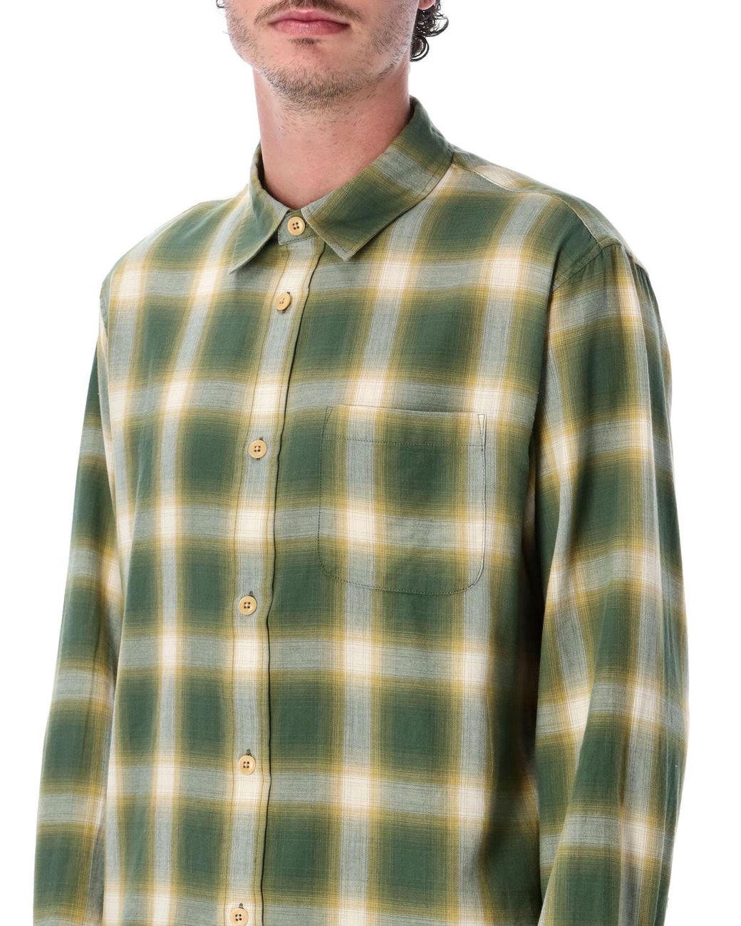 Stussy Green Beach Ombre Checked Shirt for men
