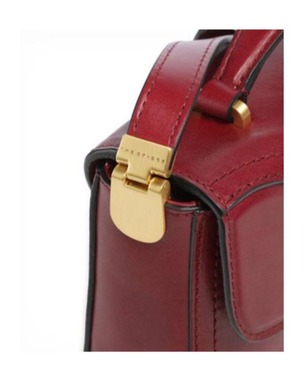The Bridge Red Leather Twist-Lock Tote Bag