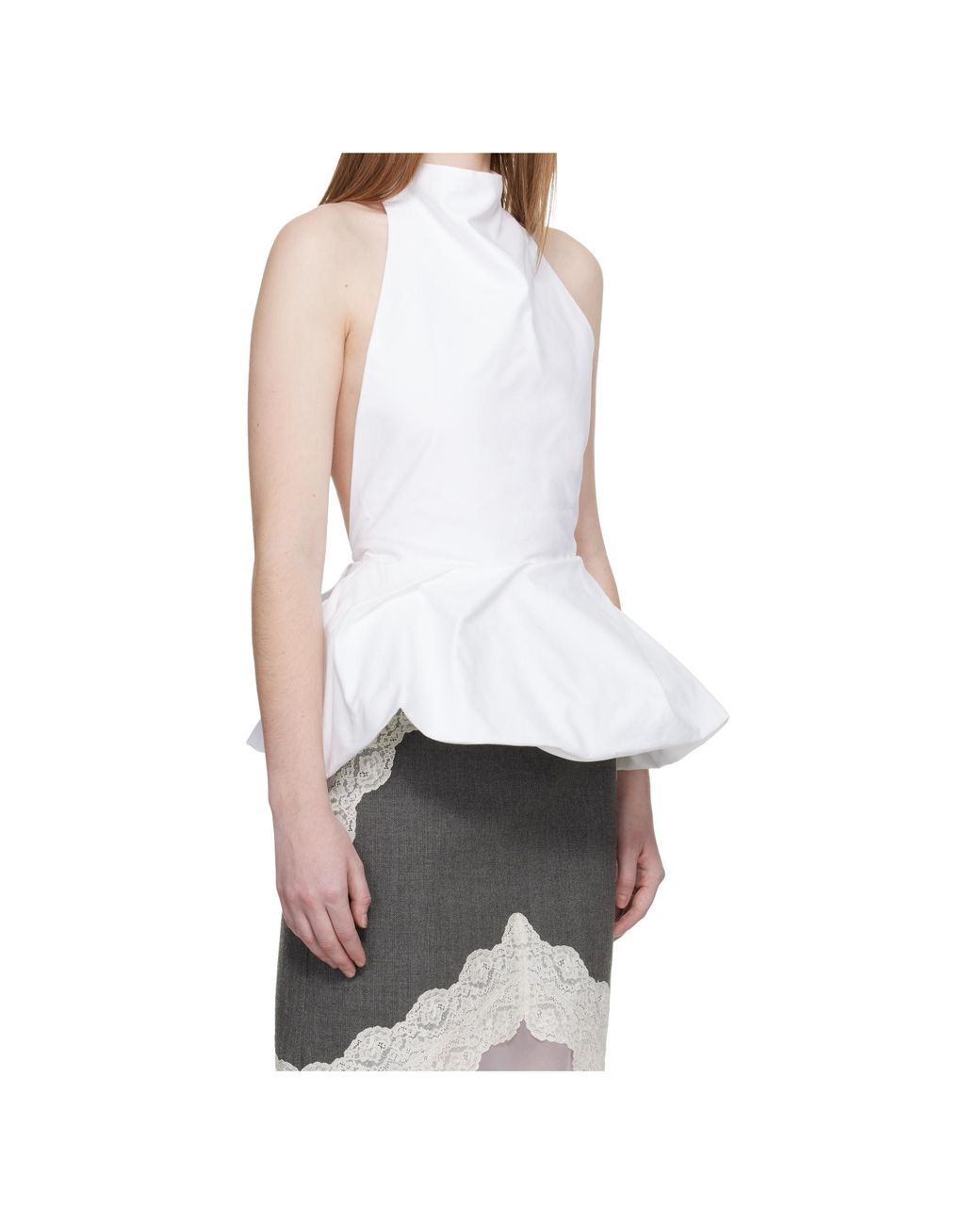 Magda Butrym White Backless Ruffled Top