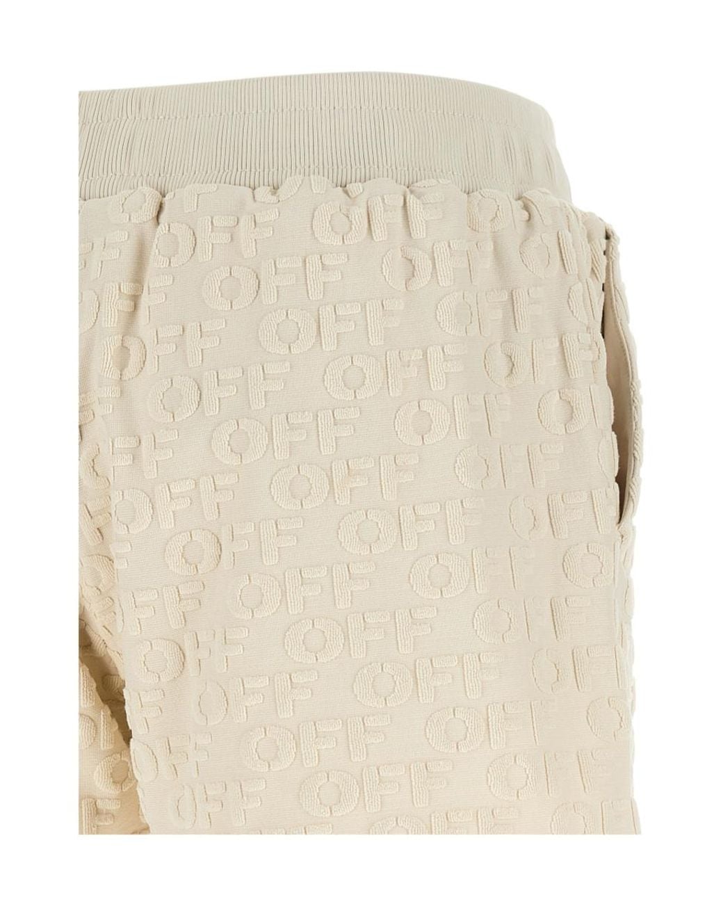 Off-White c/o Virgil Abloh Natural Terry Off Logo Detailed Shorts