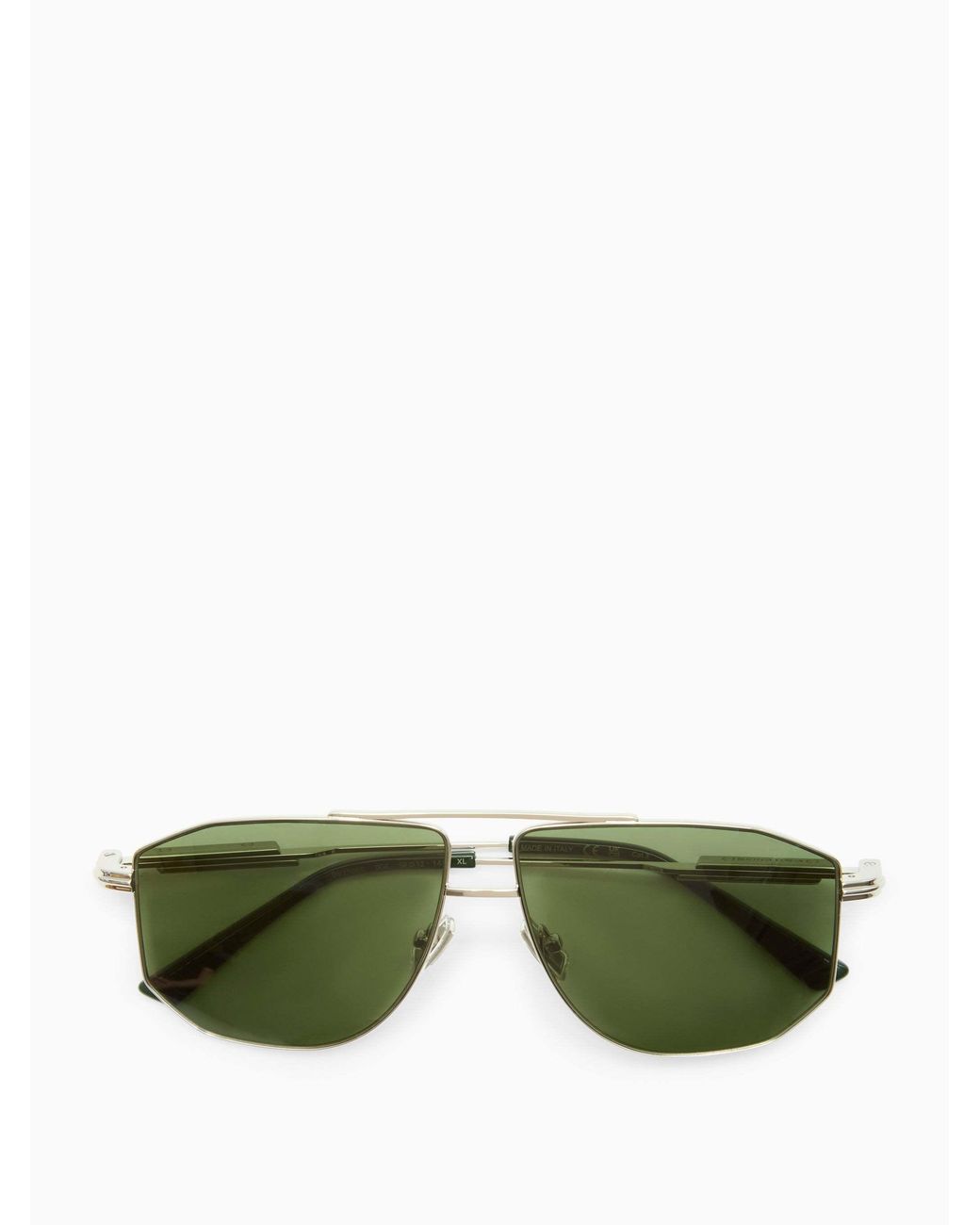 Bottega Veneta Green Eyewear Aviator Frame Sunglasses