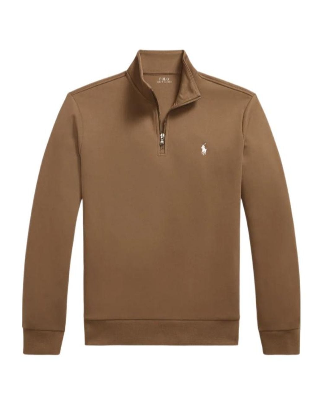 Ralph Lauren Brown Logo-Embroidered Quarter-Zip Sweater for men