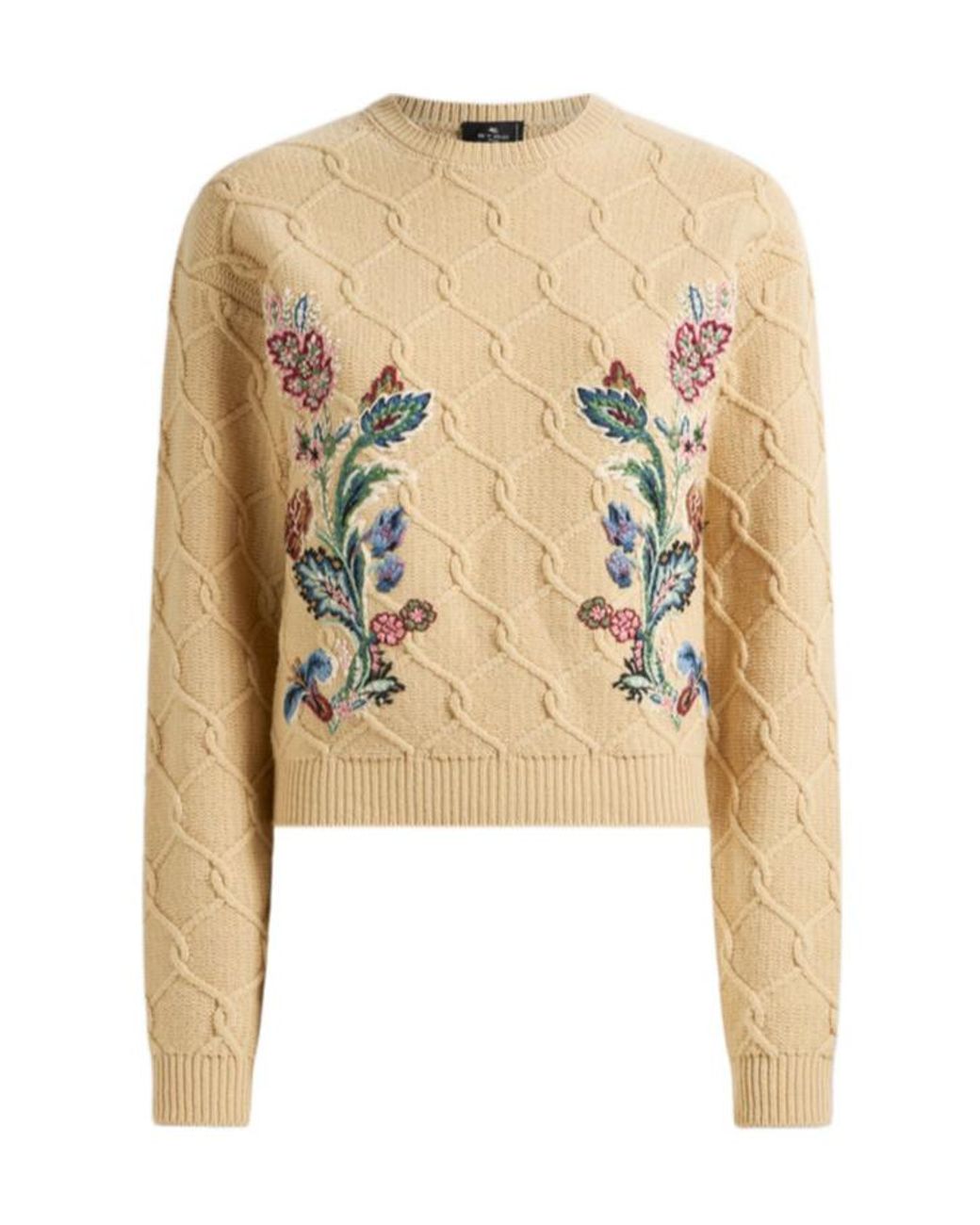 Etro White Embroidered Crewneck Jumper