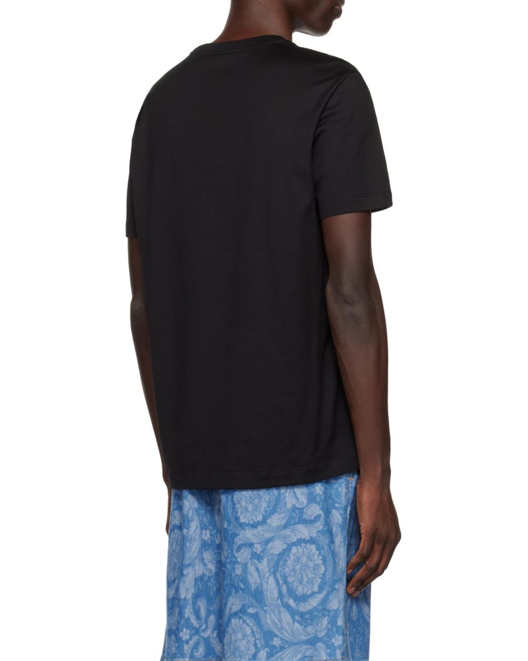 Versace Black Logo Printed Crewneck T-Shirt for men