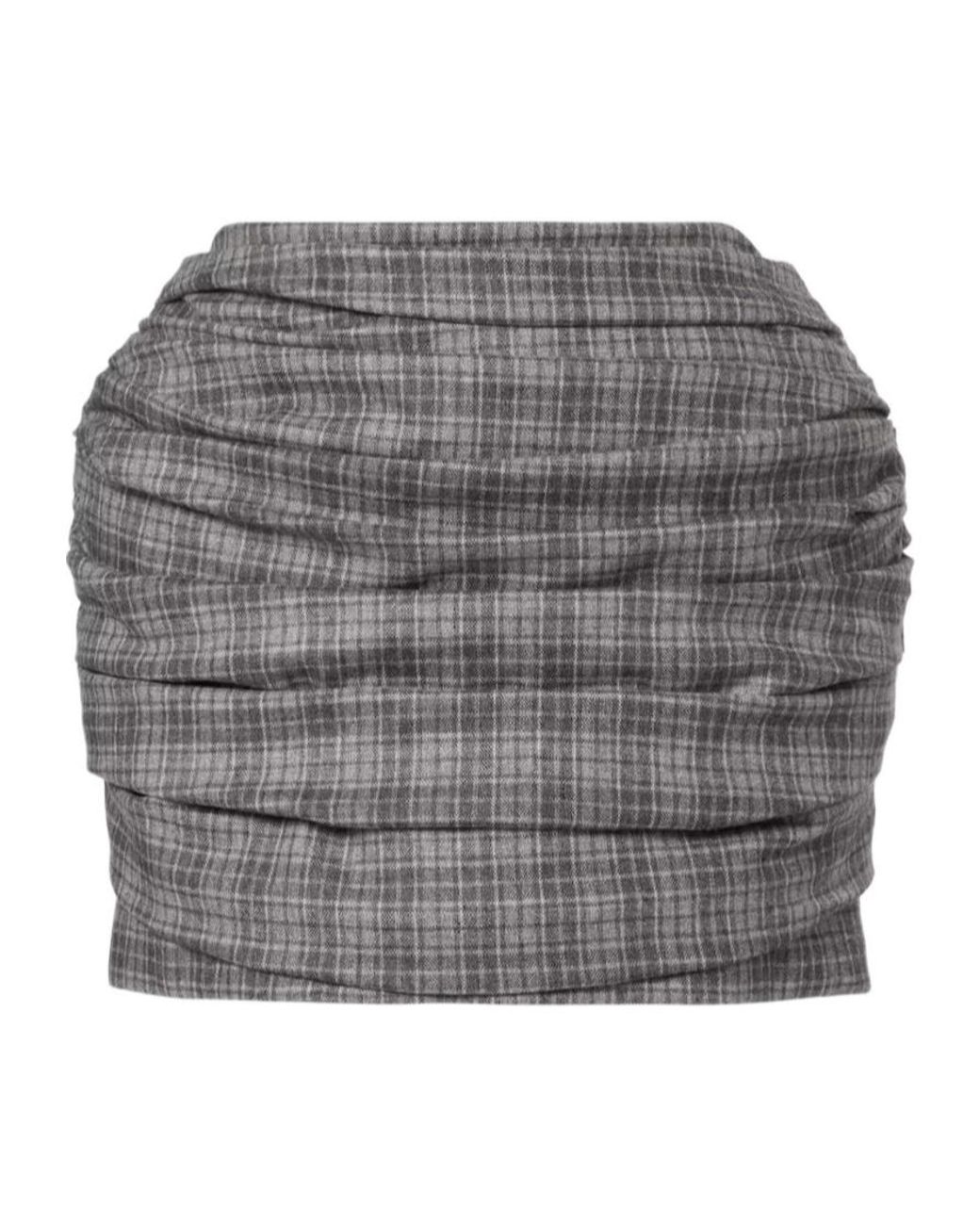 Magda Butrym Gray Plaid Midi Skirt
