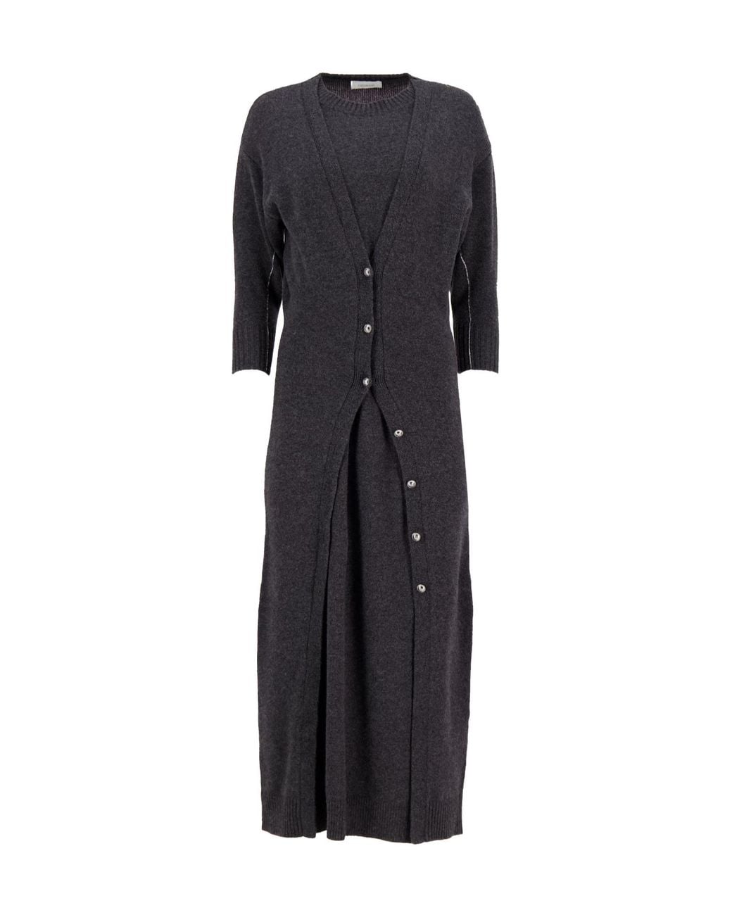 Rabanne Black Layered Knitted Midi Dress