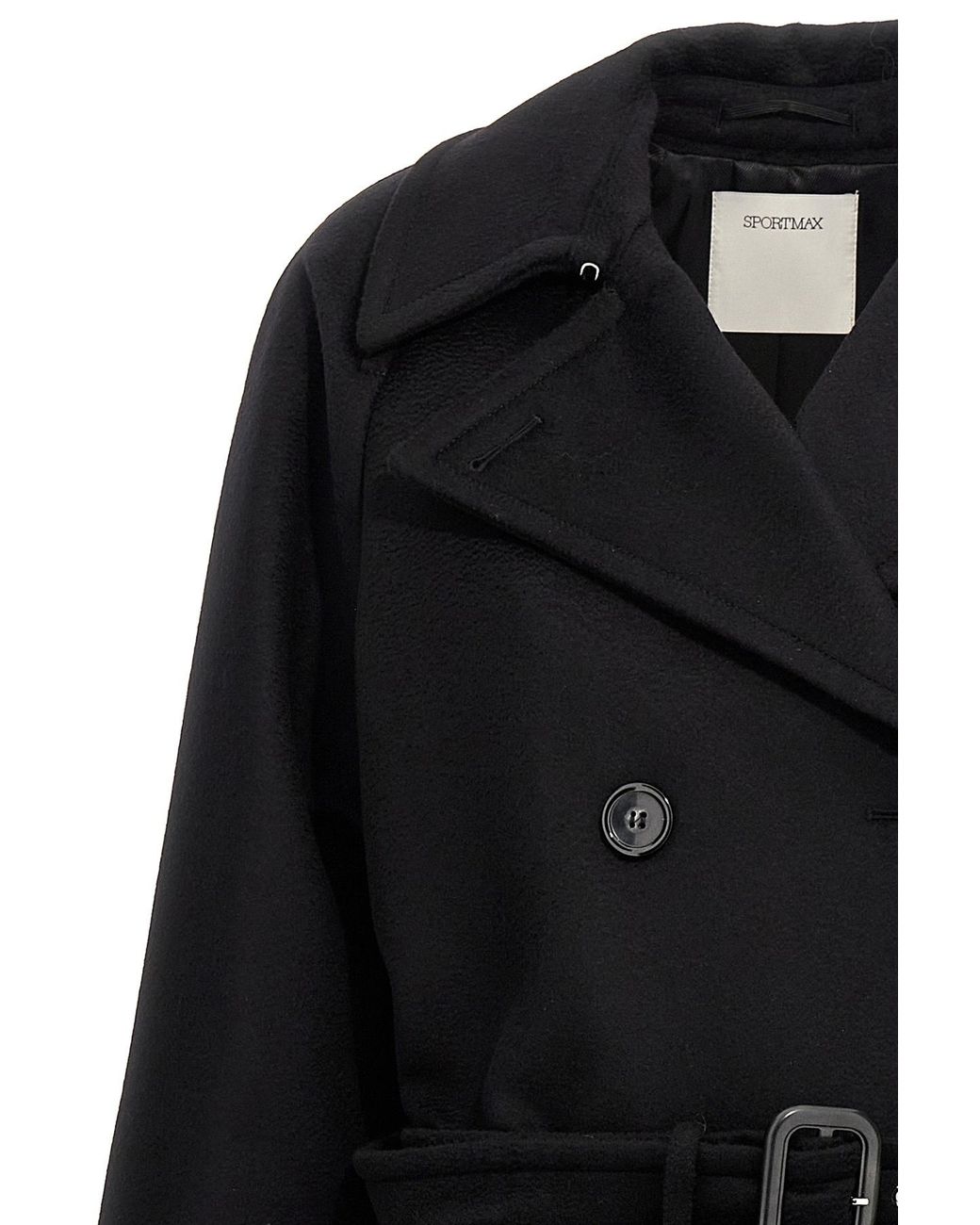 Sportmax Black Leandro Double-Breasted Long-Sleeved Coat