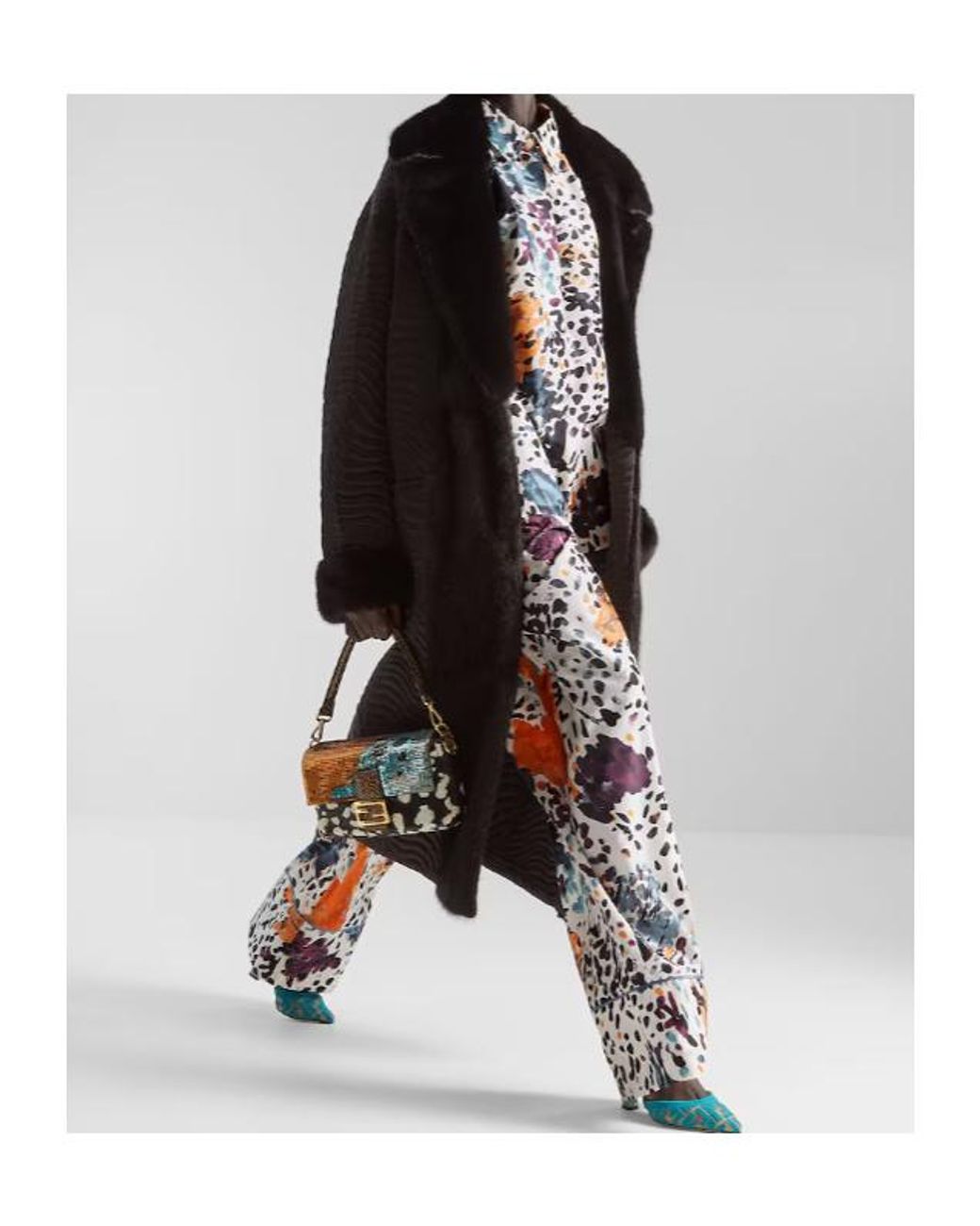 Fendi Black Satin And Mink Coat