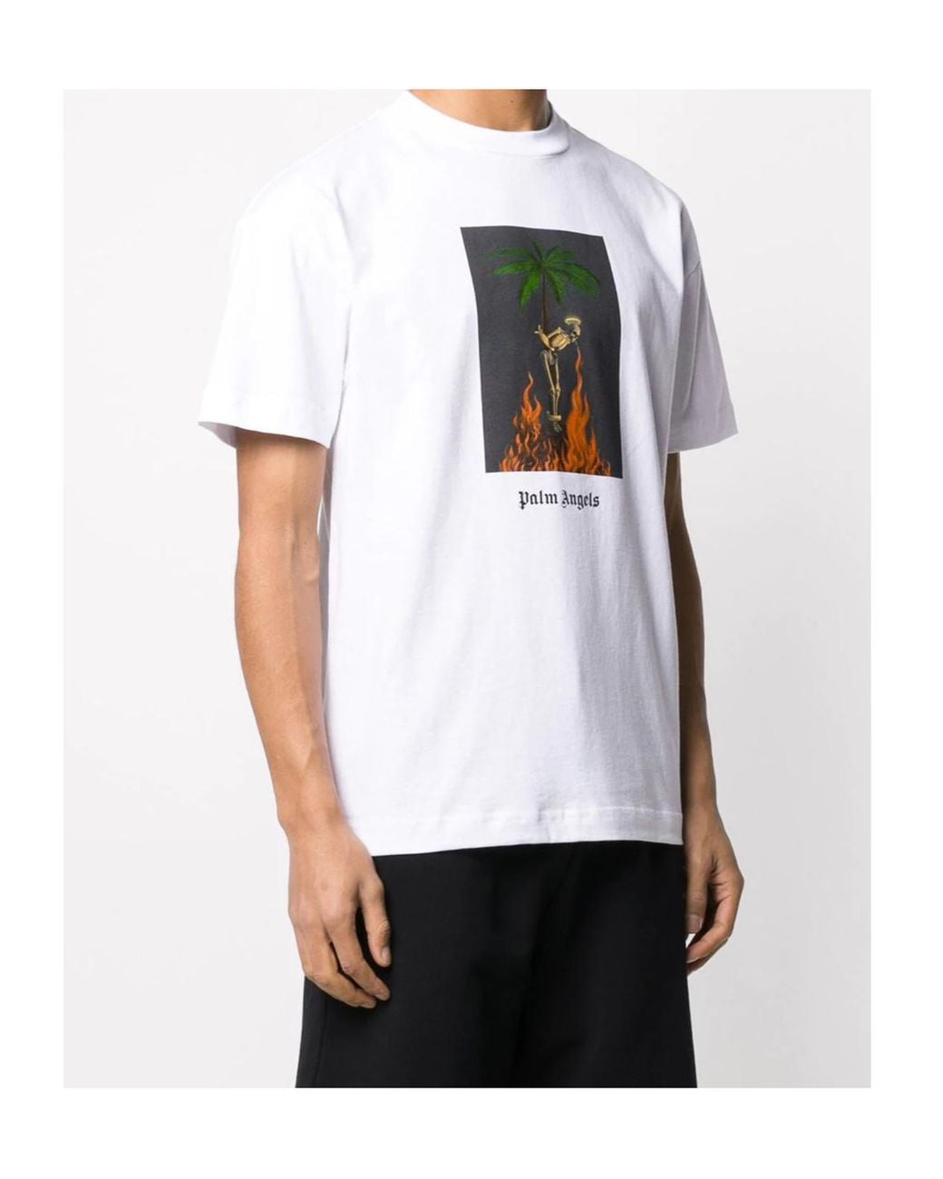 Palm Angels White Logo Skull Printed T-Shirt for men
