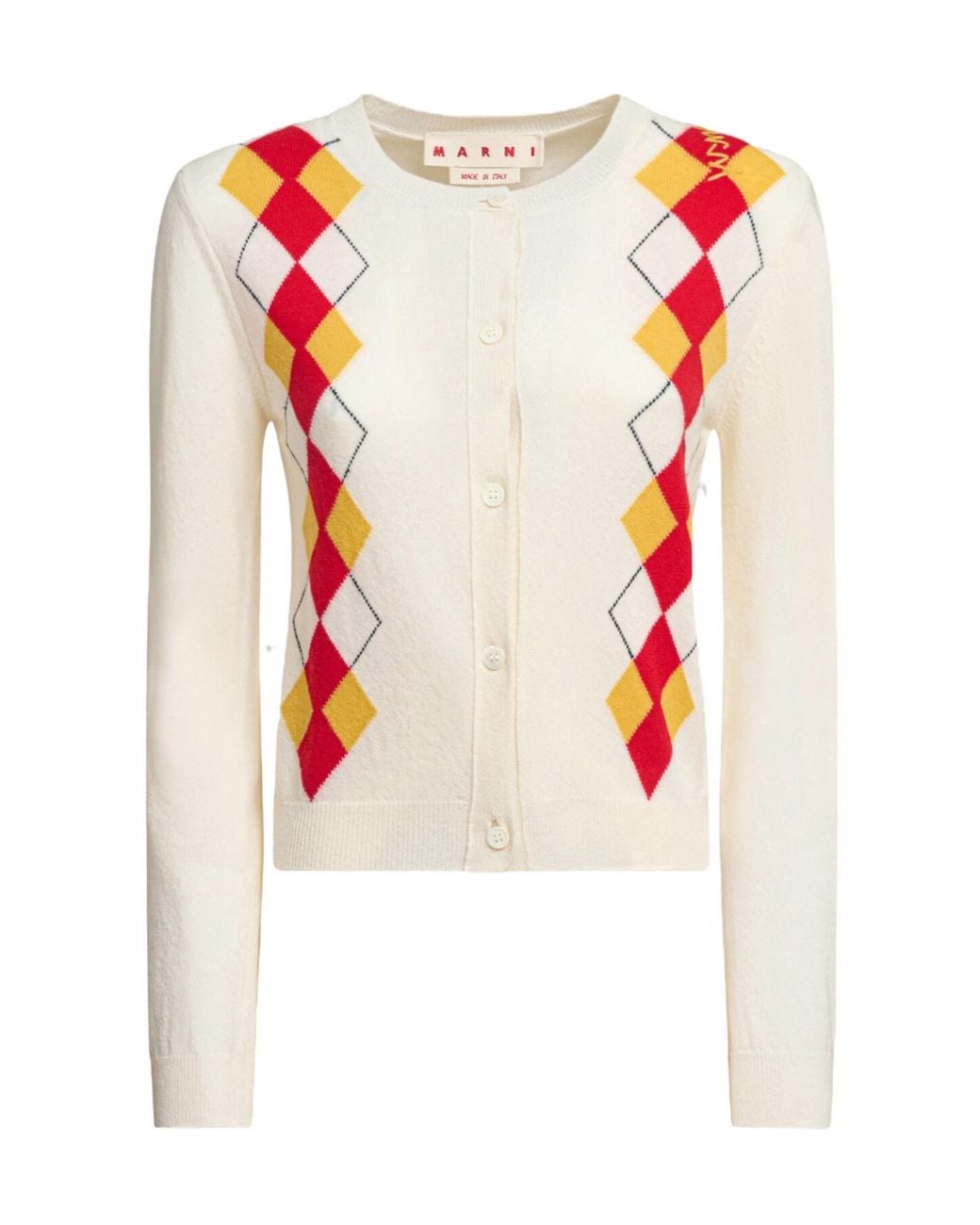 Marni Pink Diamond-Pattern Cardigan