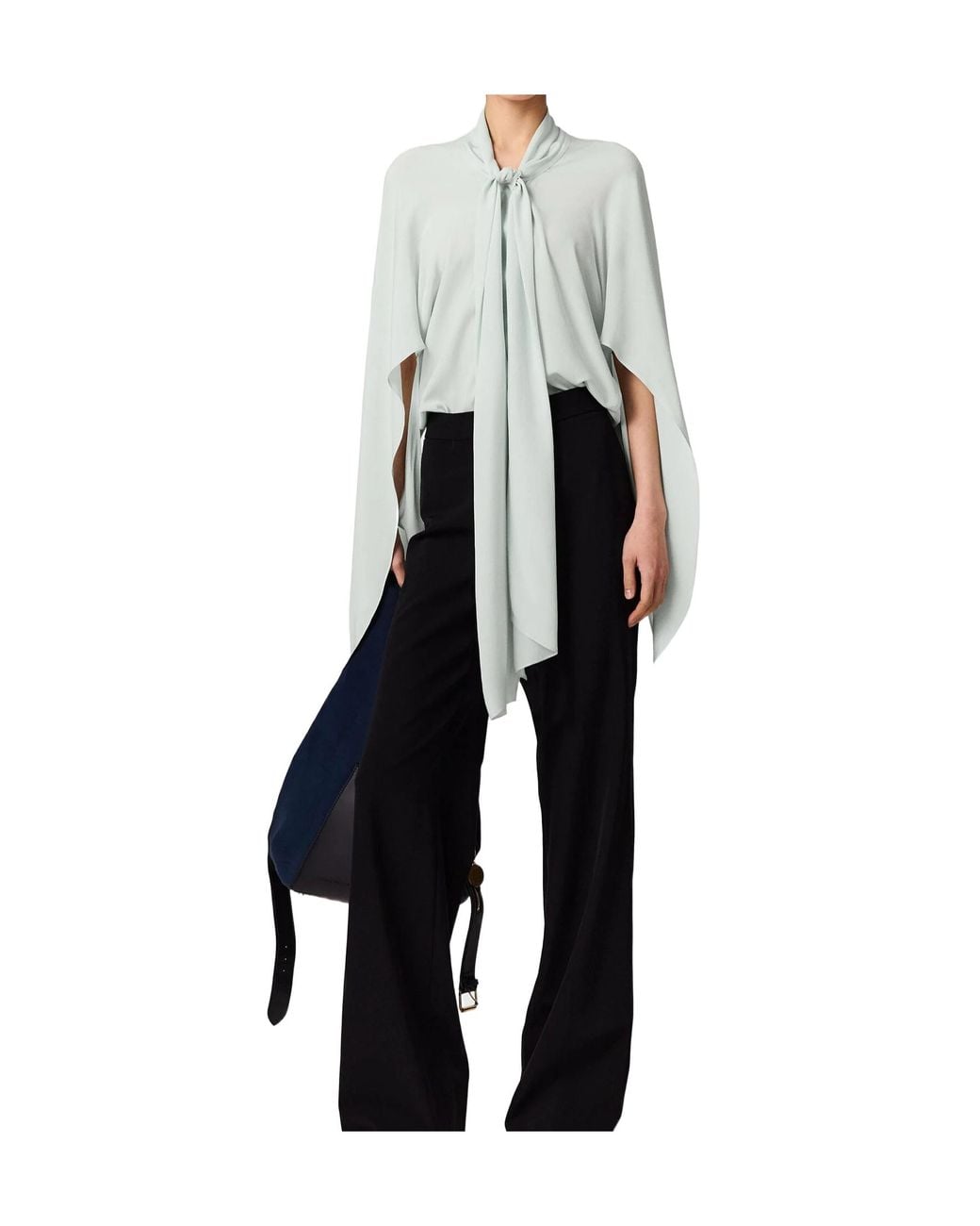 Stella McCartney Blue Cape-Sleeved Draped Blouse