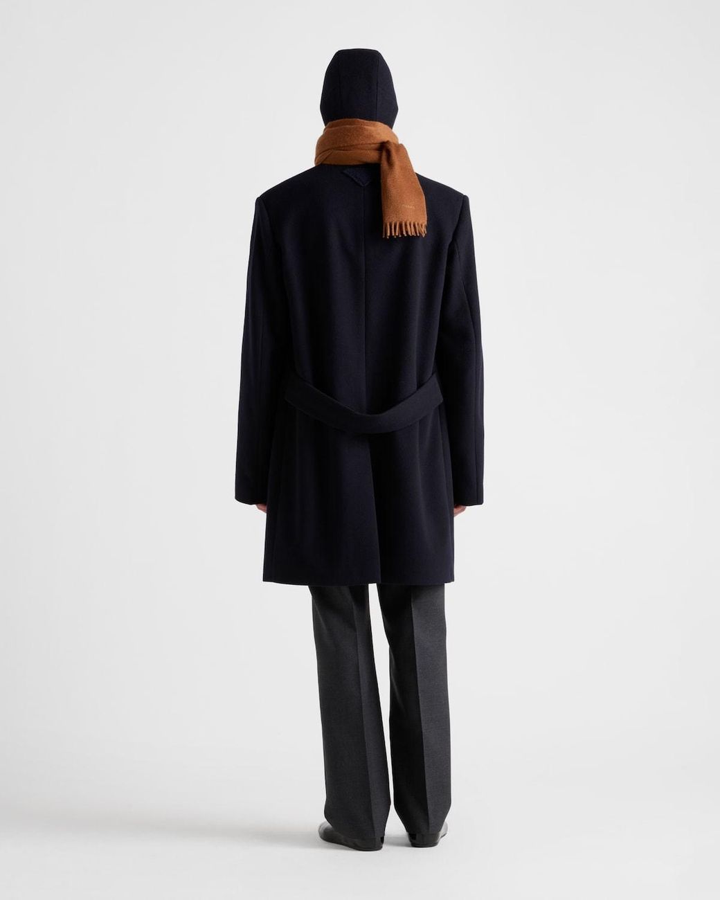 Prada Black Single-Breasted Wool Blend Coat for men