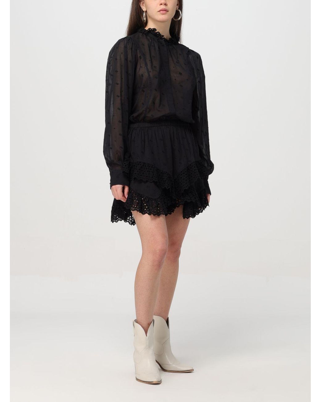 Isabel Marant Black Terzali Floral-Embroidered Blouse