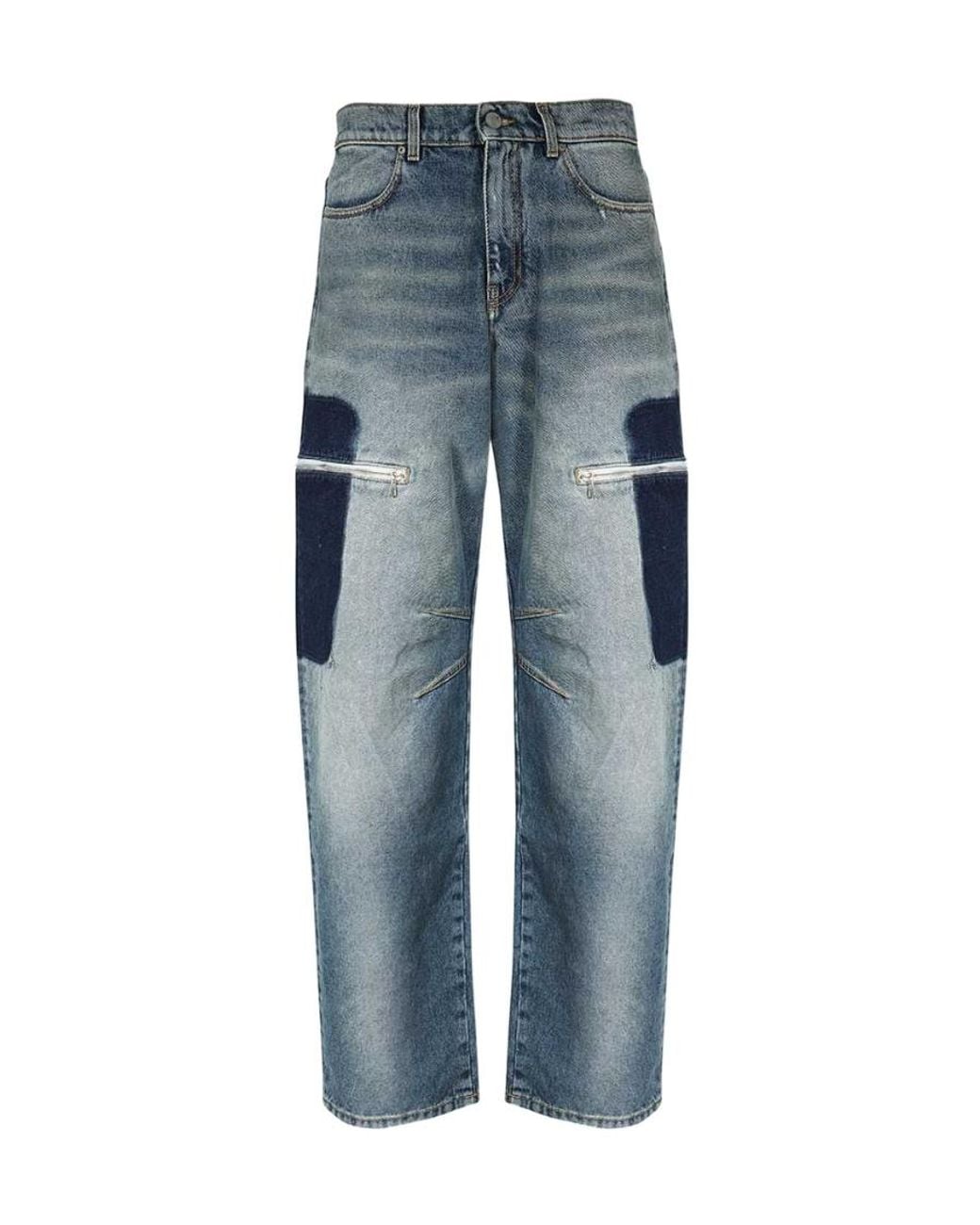 Palm Angels Blue Logo Patch Loose-Fit Jeans for men
