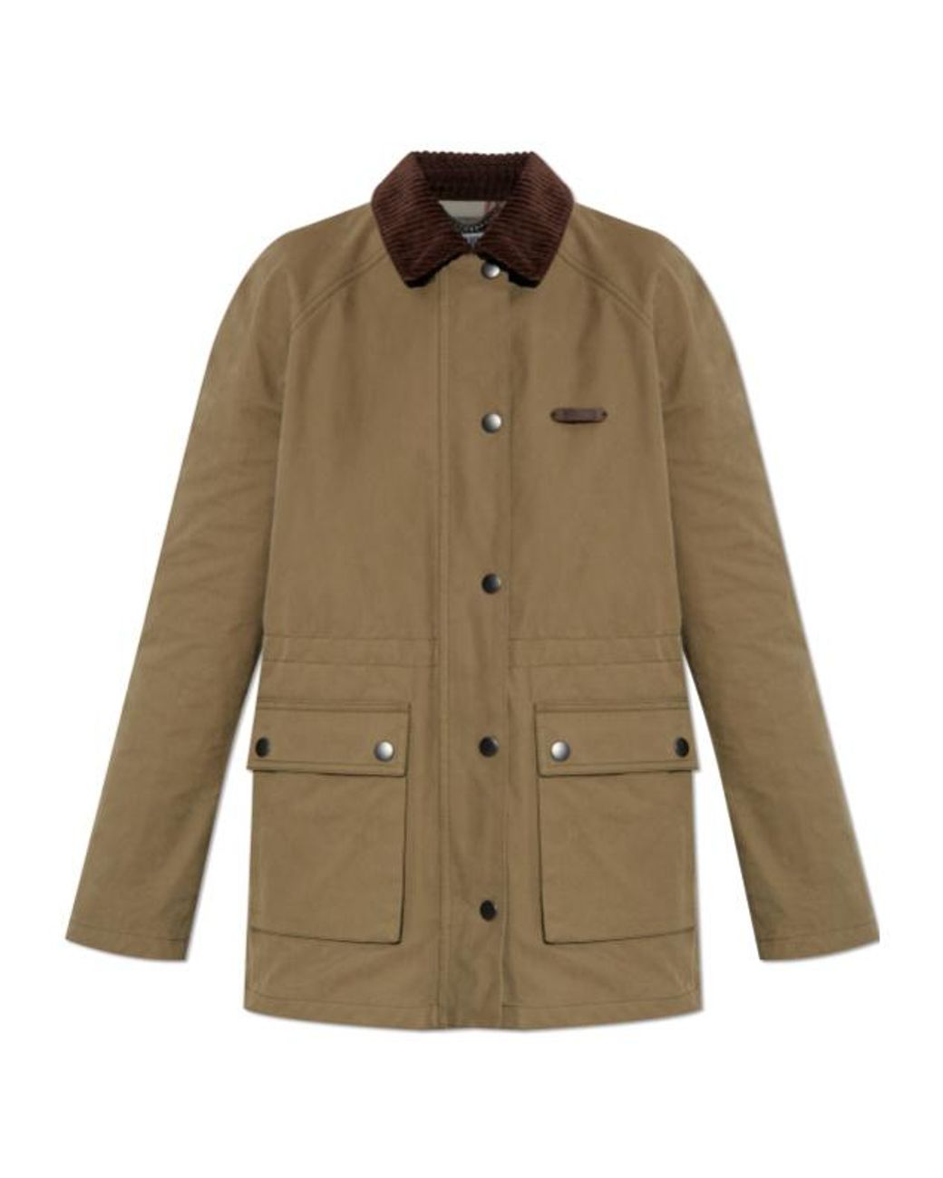 Moschino Green Logo Patch Corduroy-Collar Utility Jacket