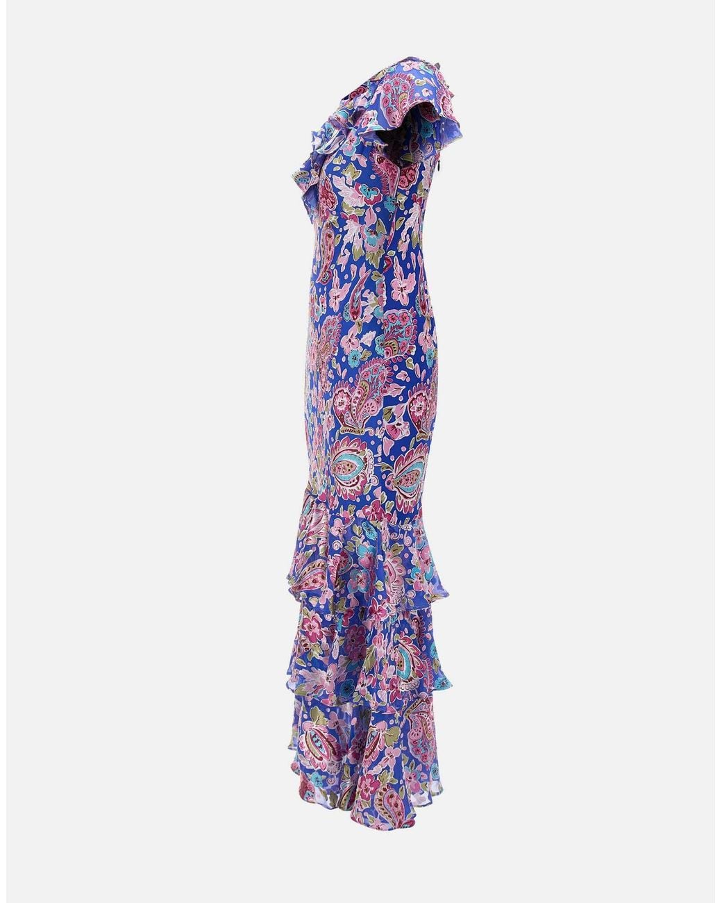 Rixo Purple Amelle Floral Ruffled Dress