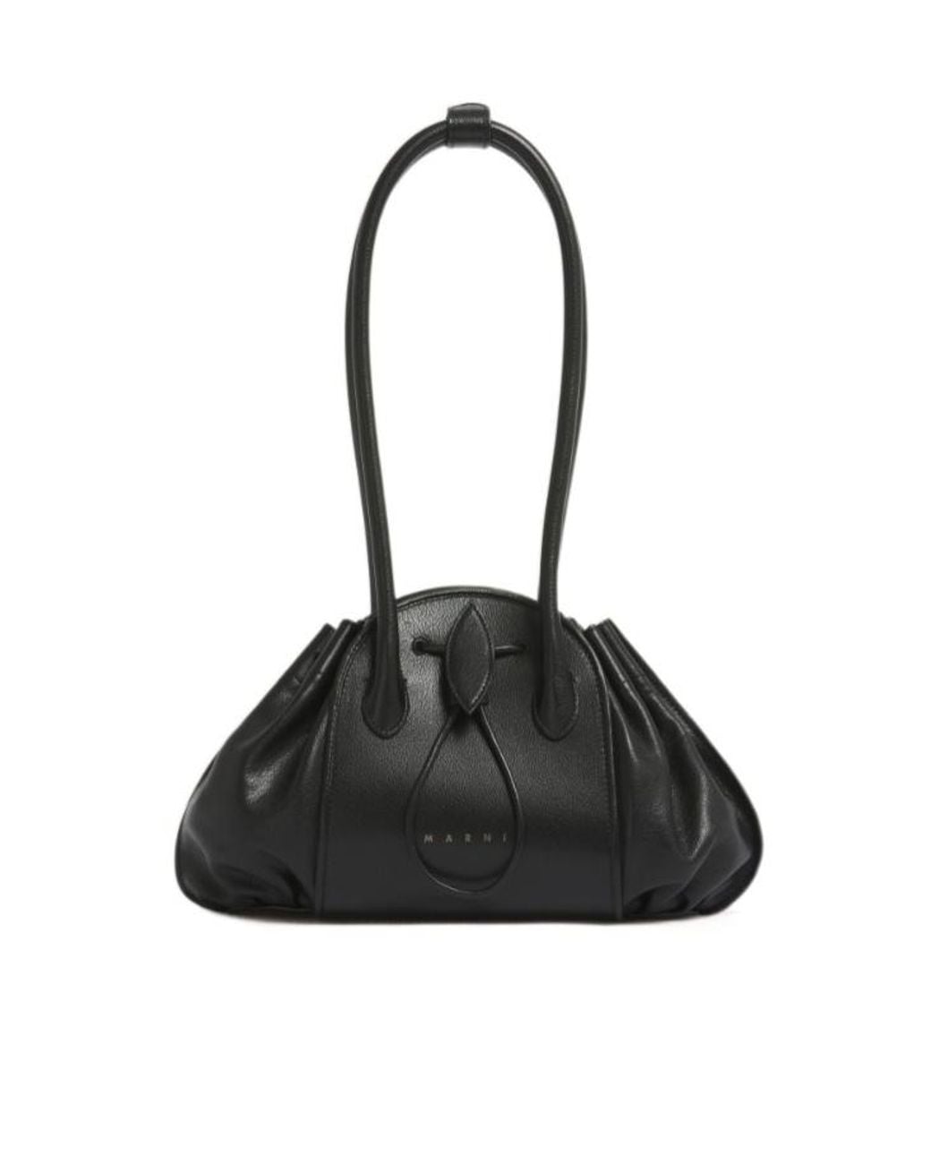 Marni Black Tulipea Logo Stamped Shoulder Bag
