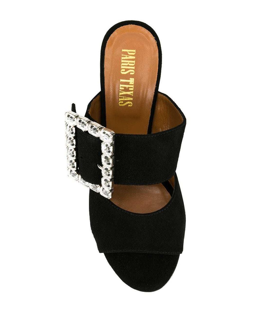 Paris Texas Black Crystal Buckles High Heels