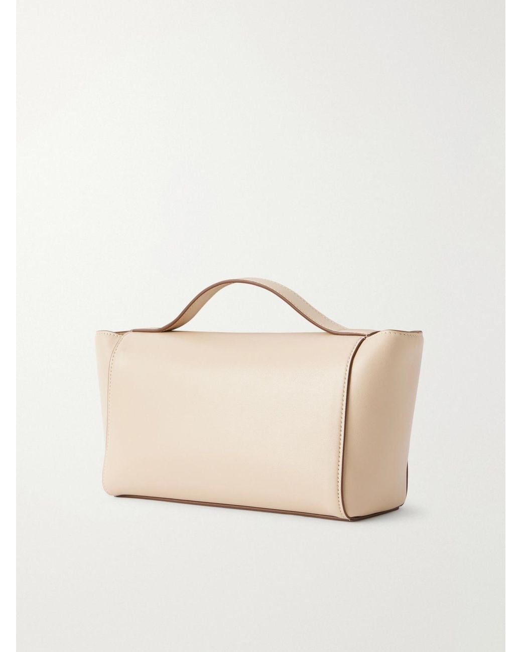 SAVETTE White Symmetry Trapeze Pochette Leather Tote