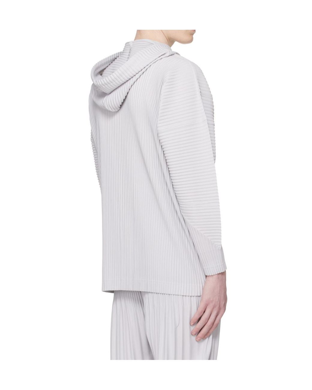 Homme Plissé Issey Miyake White Hooded Pleated Jacket for men