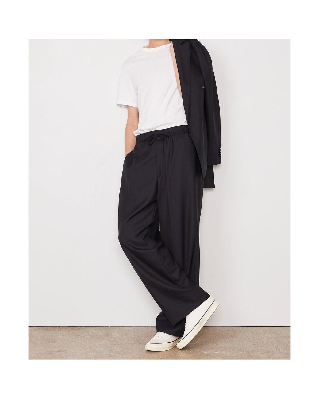 Officine Generale Blue Drawstring Casual Pants for men