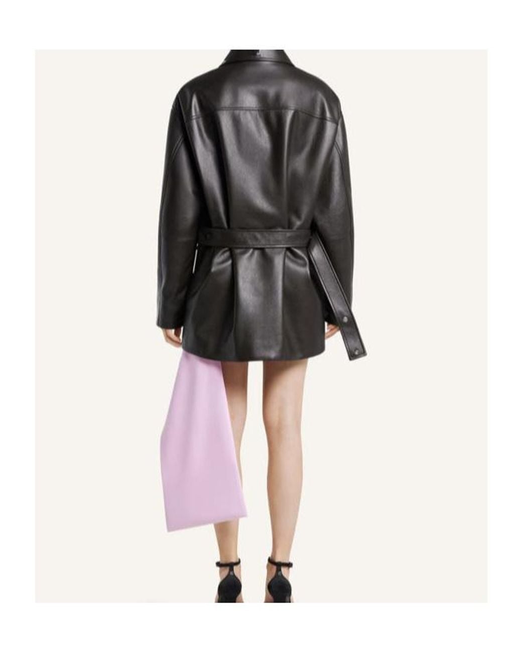 Courreges Black Oversized Leather Jacket