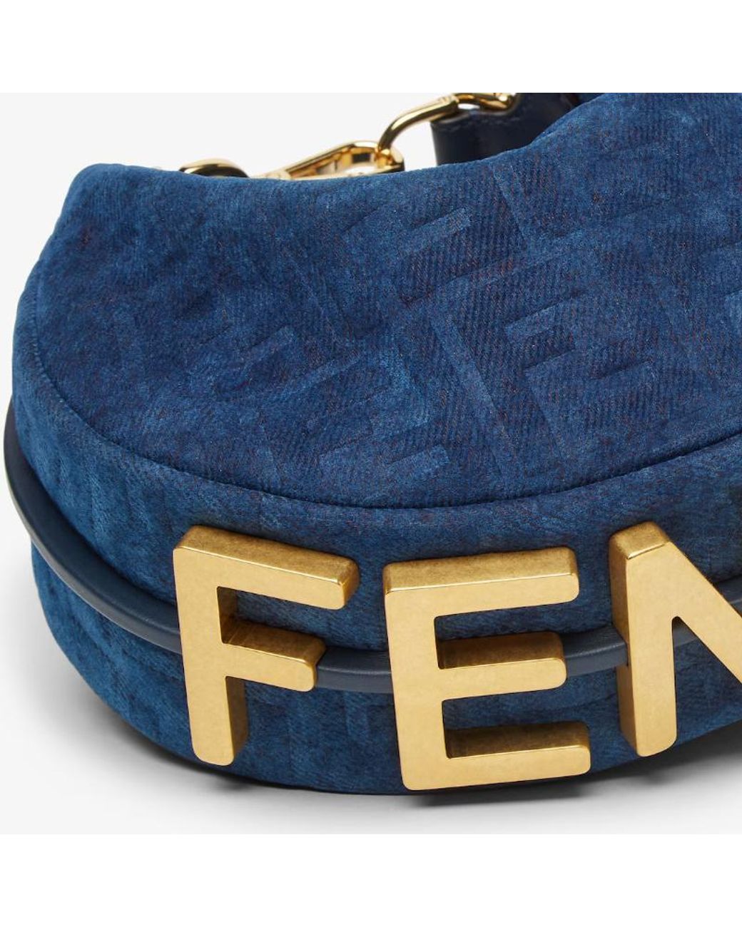 Fendi Blue Graphy Ff Denim Flocked Mini Tote Bag for men