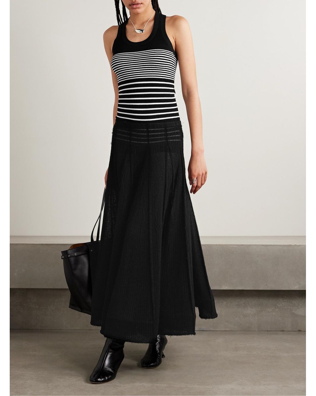 Proenza Schouler Black Roberts Striped Stretch-Knit Tank