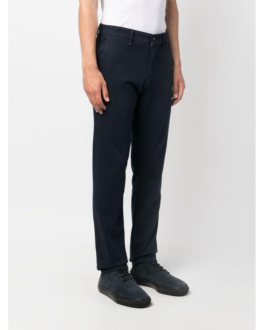 Boss Blue Mid-Rise Tapered-Leg Trousers for men
