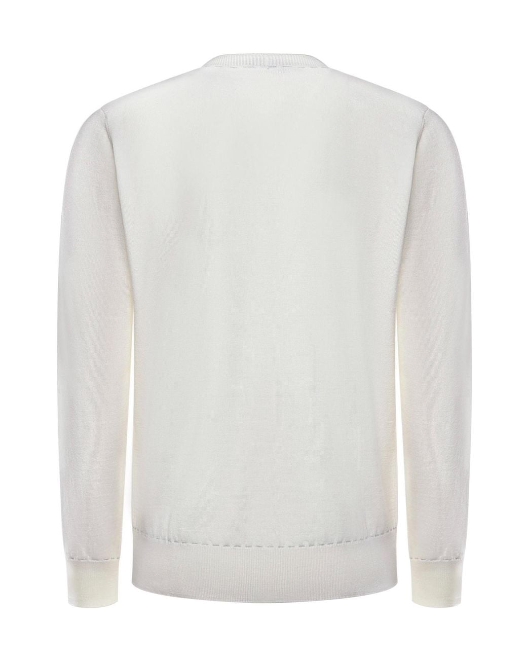 Eleventy White Ribbed Virgin Wool Knitwear for men
