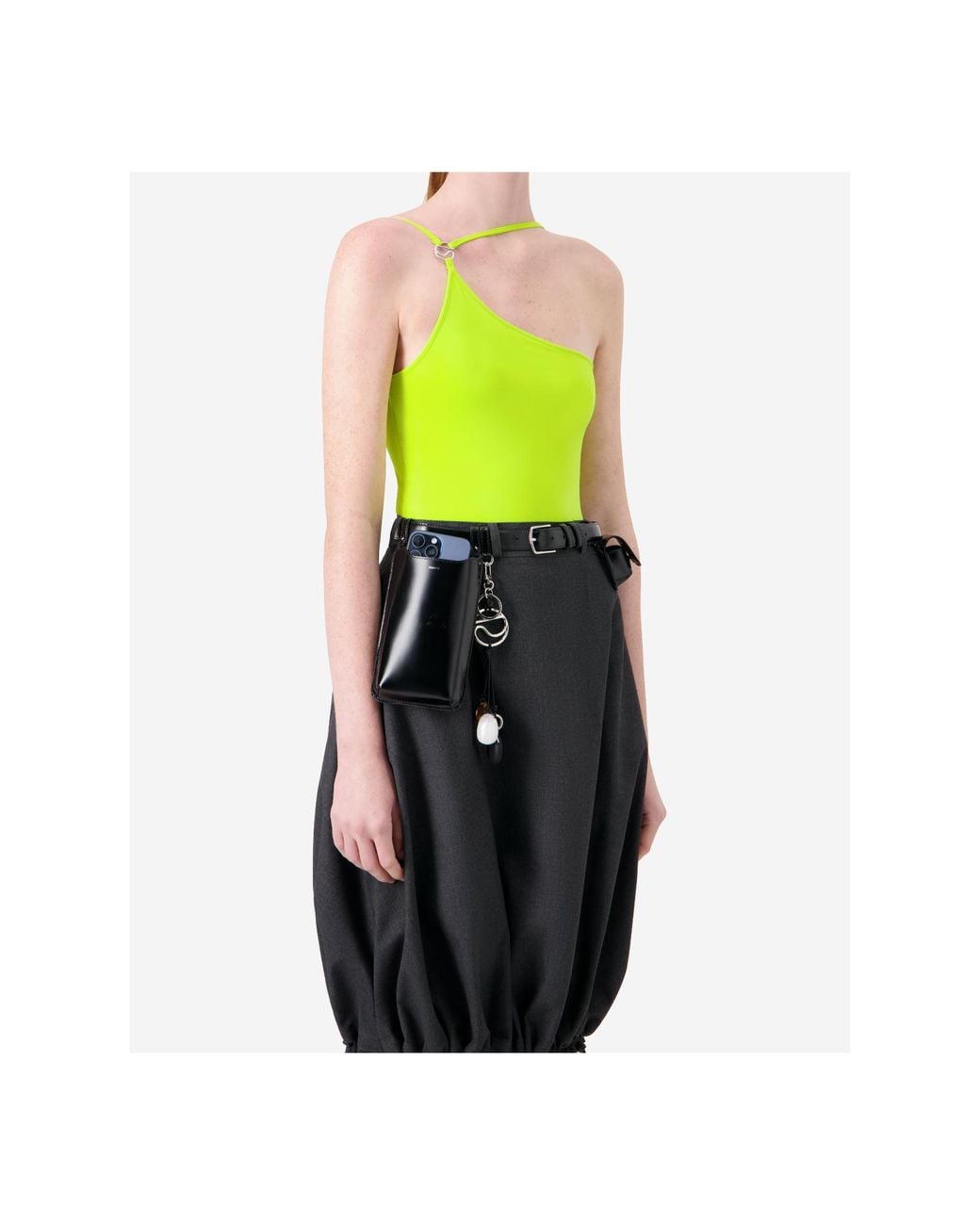 Coperni Green One Shoulder Swimsuit