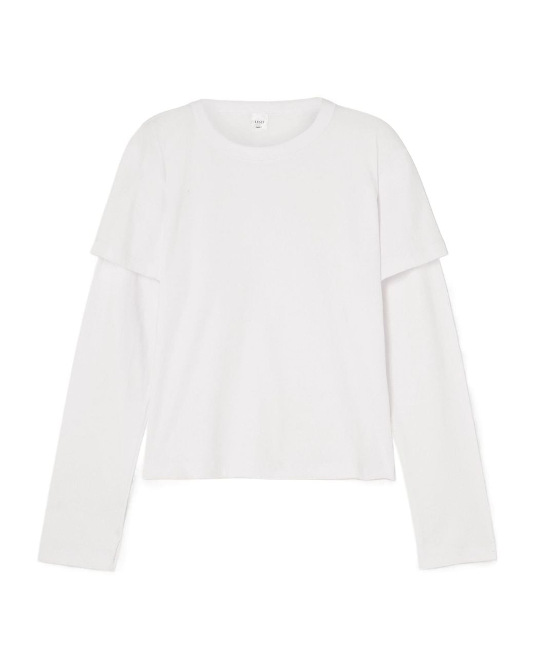 Leset White Margo Layered Cotton-Jersey T-Shirt