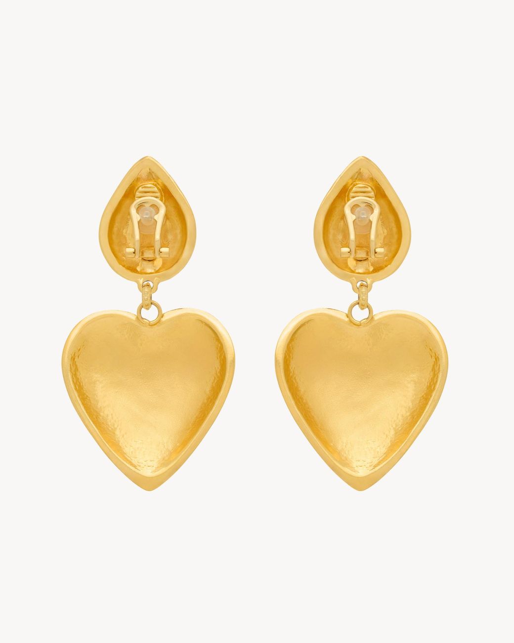 Saint Laurent White Heart Drop Earrings