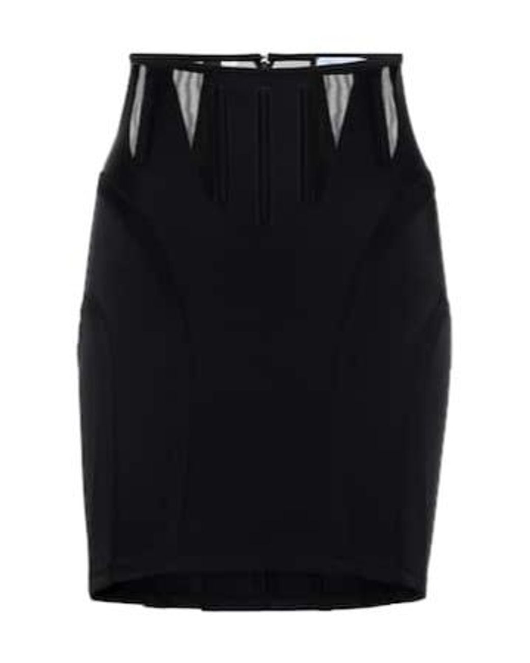 Mugler Black Mesh-Panel Cutout Miniskirt