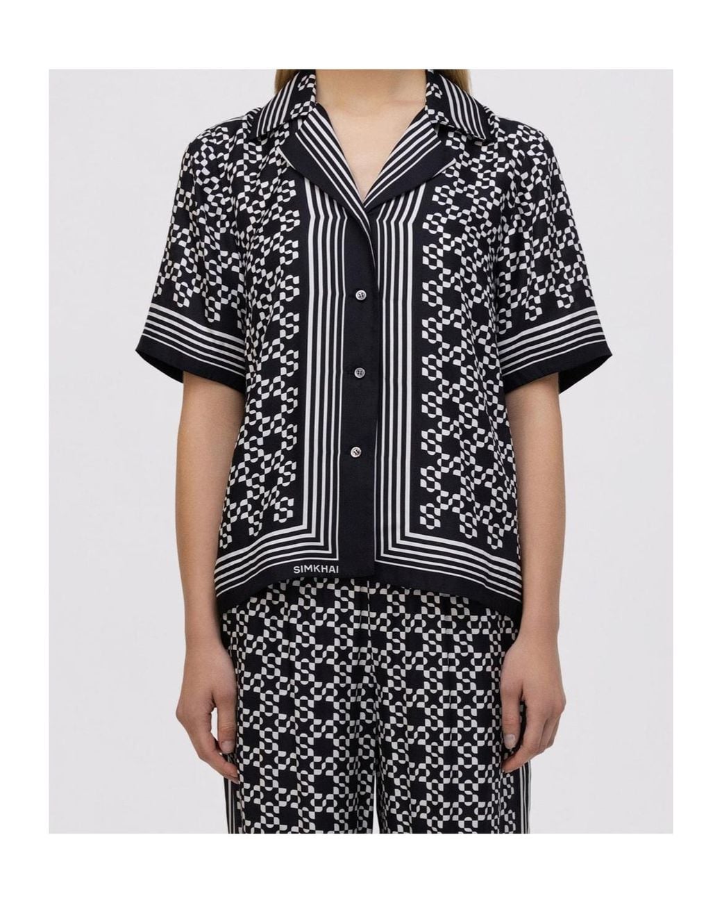 Jonathan Simkhai Black Koda Satin Shirt