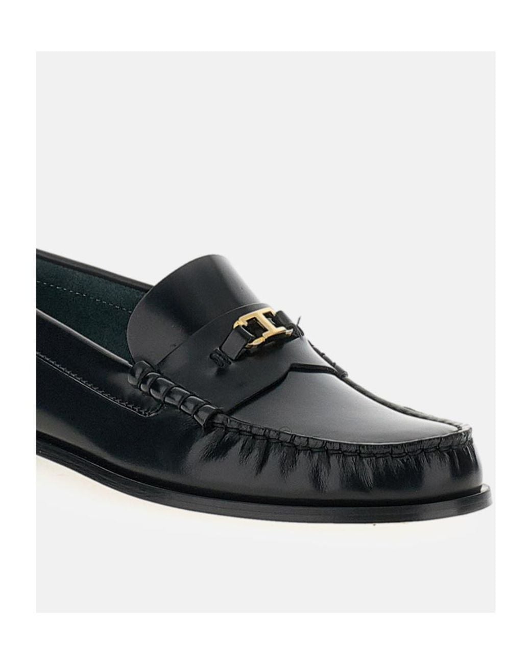 Tod's Black Gathered Toe Loafers