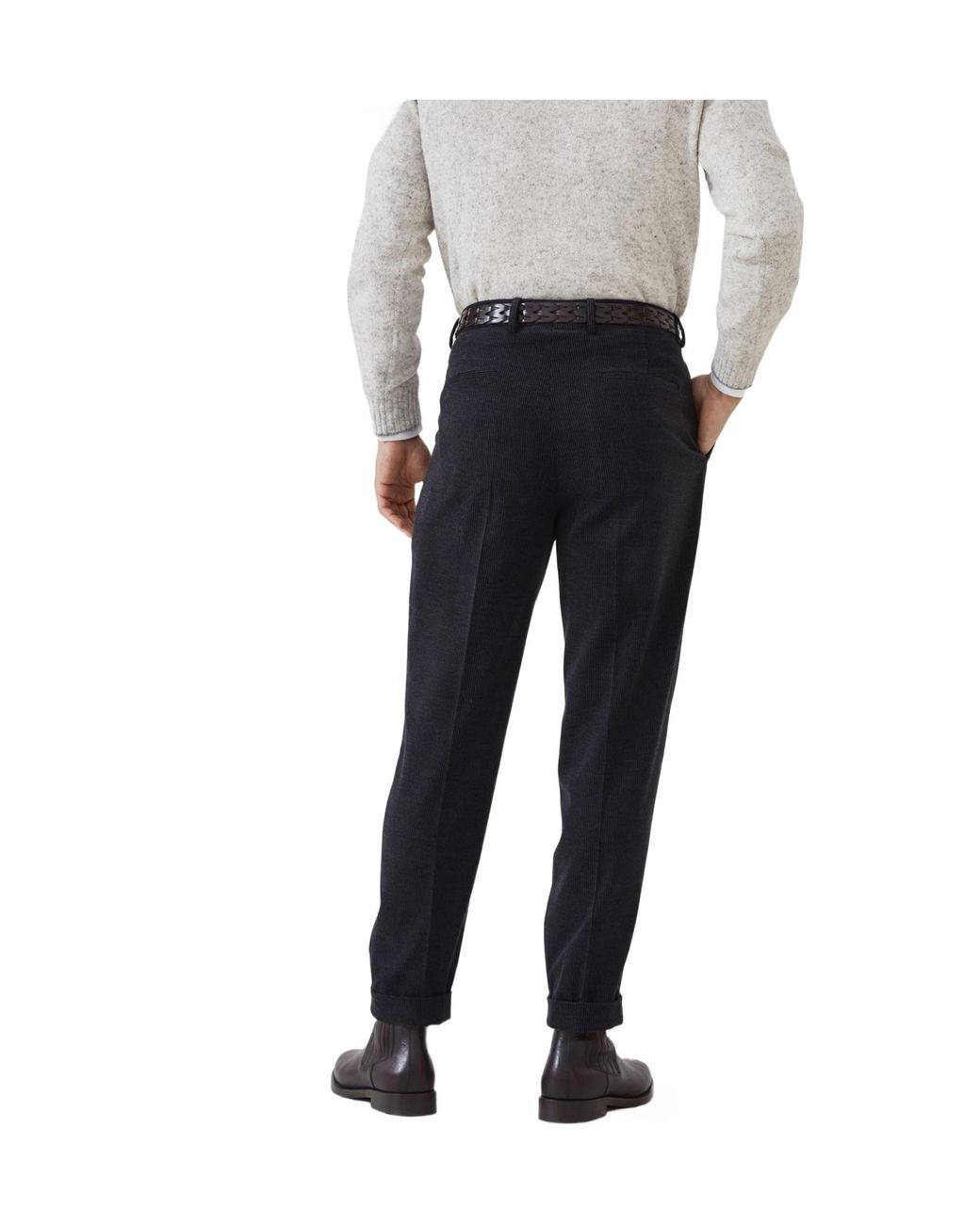 Brunello Cucinelli Black Pleated Tapered Trousers for men