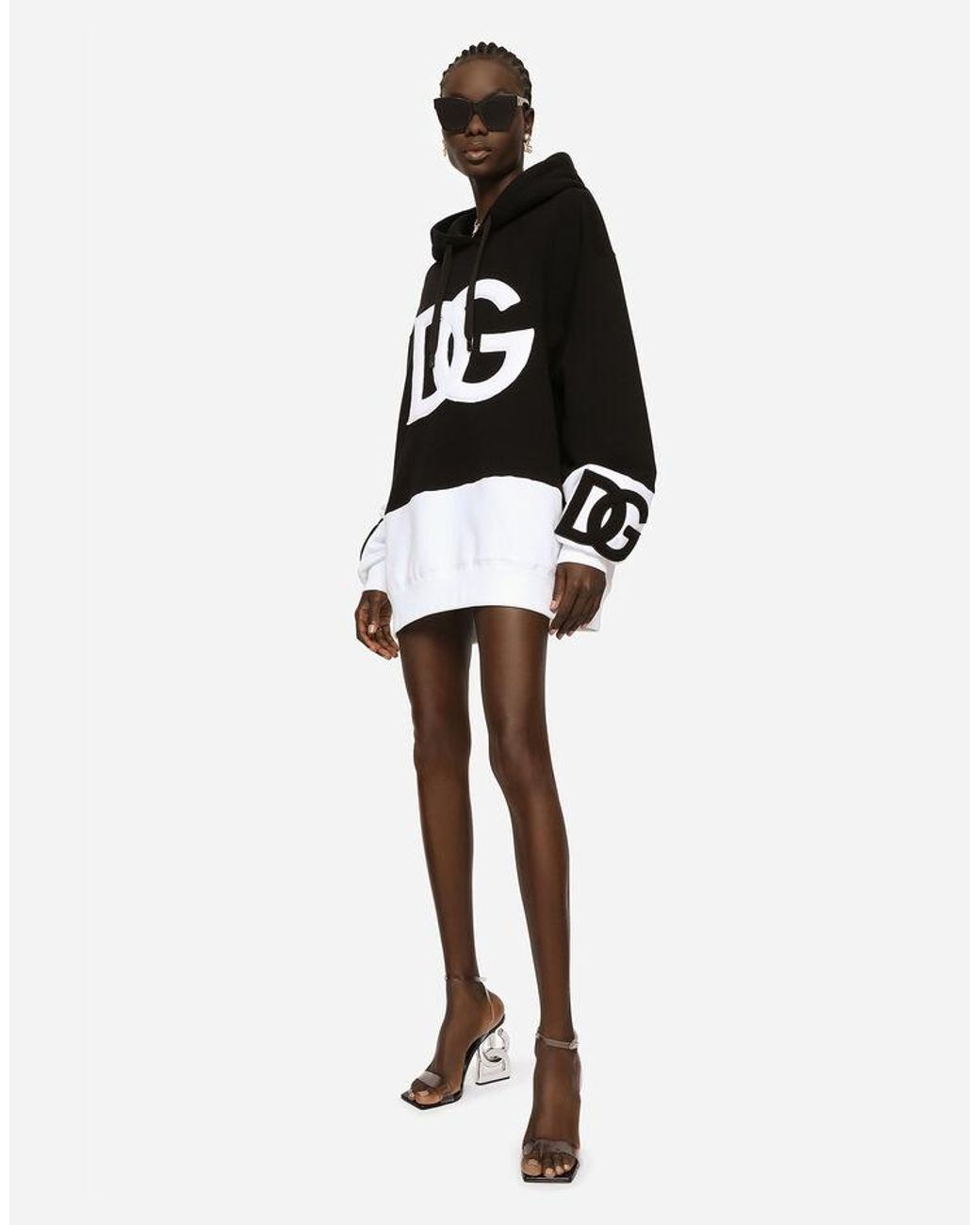 Dolce & Gabbana Black Dg Logo Sweater Mini Dress