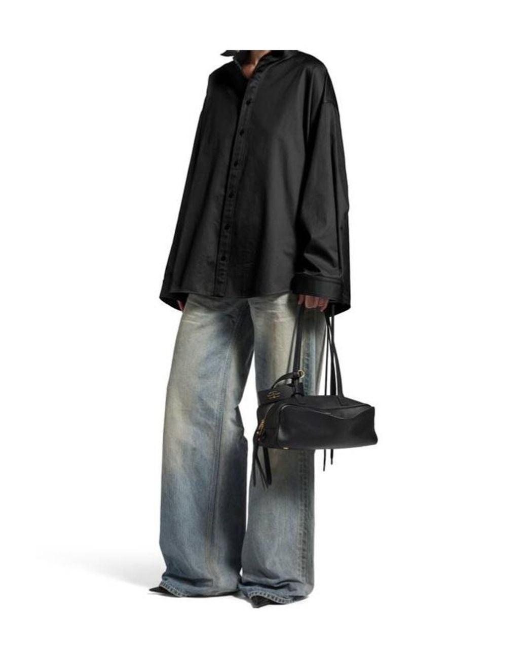 Balenciaga Black Lace-Up Long-Sleeved Shirt