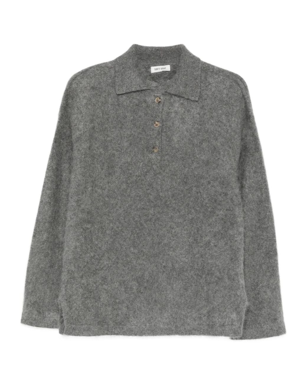 Soft Goat Gray Brushed-Effect Knitted Polo Shirt