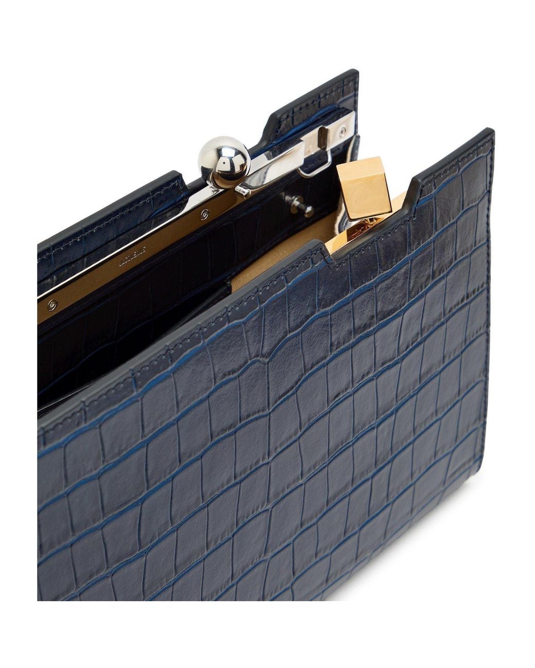 Jacquemus Blue Croc Embossed Shoulder Bag