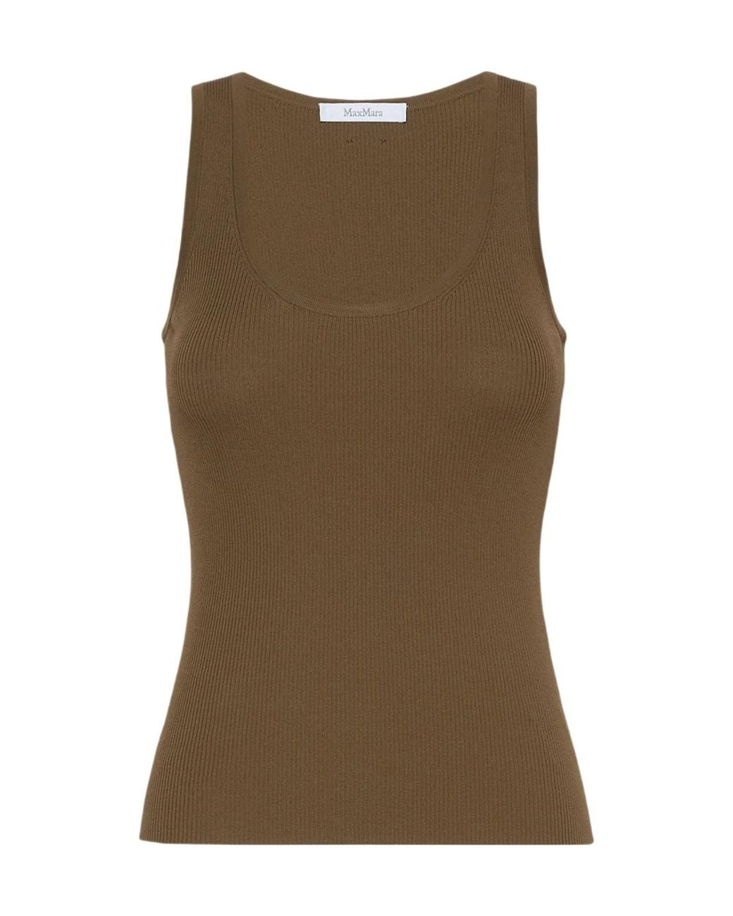 Max Mara Green Editta Sleeveless Ribbed Tank Top