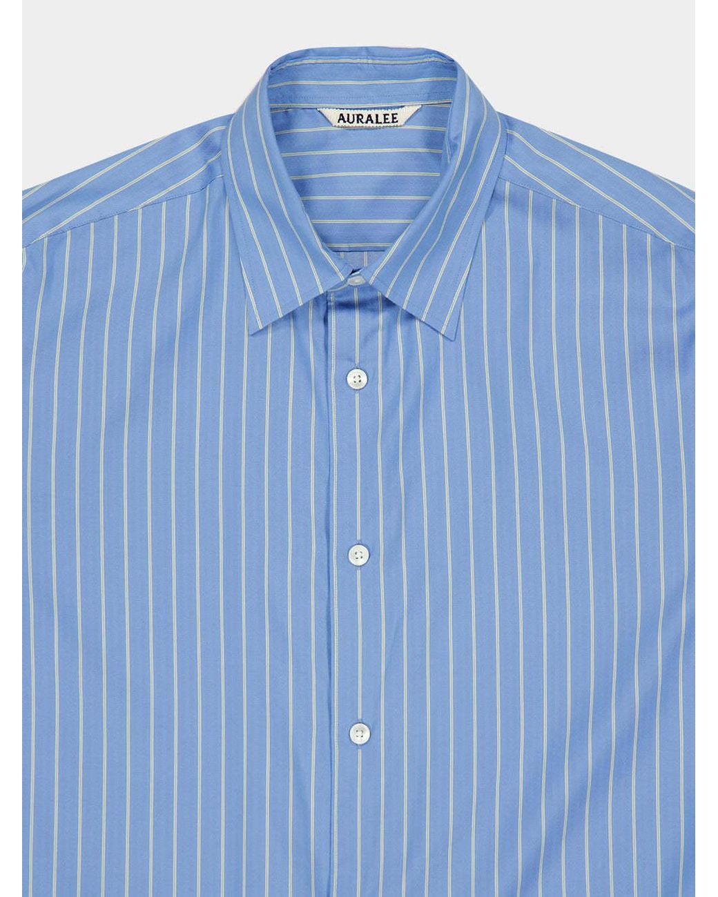 Auralee Blue Pinstriped Shirt