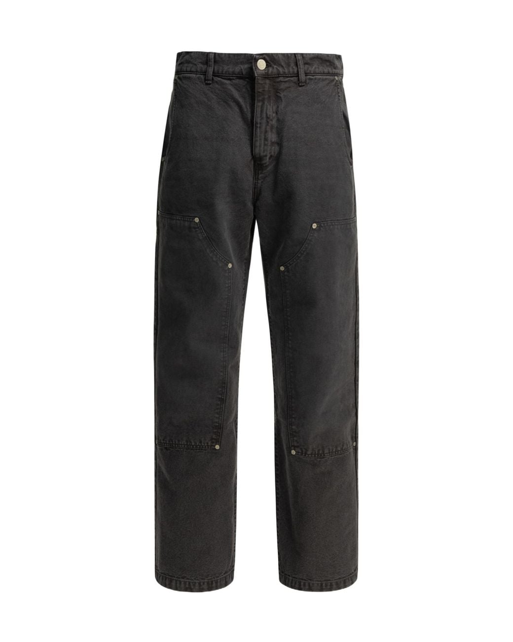 mfpen Black Double Knee Straight-Leg Jeans for men