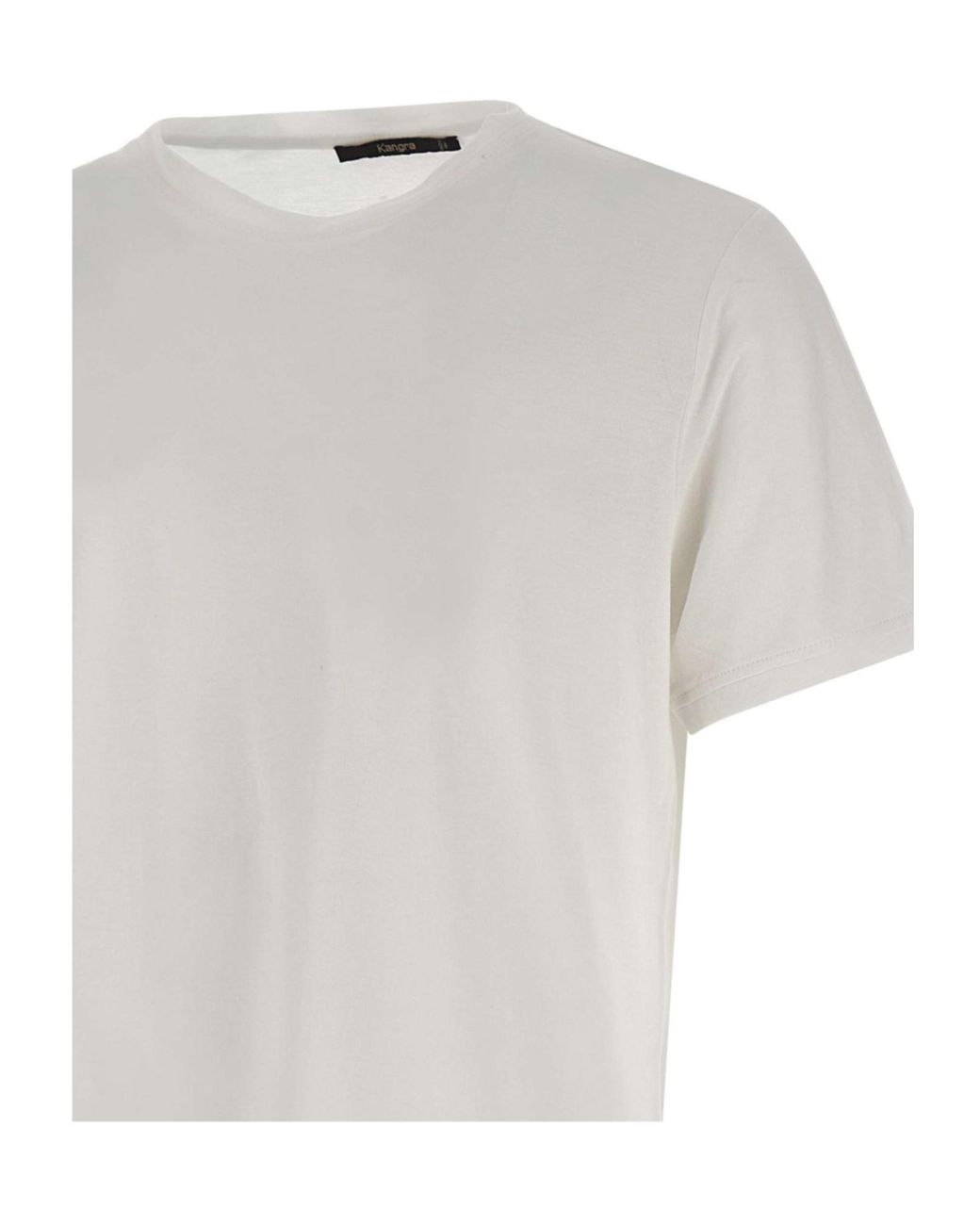 Kangra Cashmere White Kangra Ribbed Crew Neck T-Shirt for men