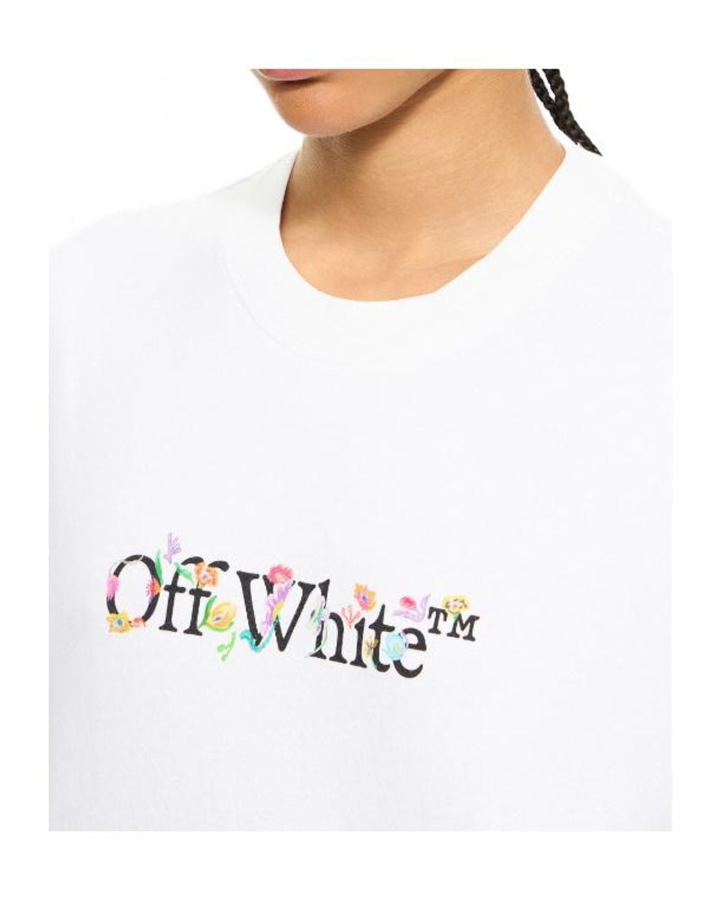 Off-White c/o Virgil Abloh White Bookish Glowing Flower Cropped T-Shirt