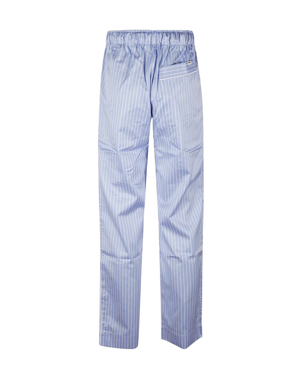 Tekla Blue Organic Cotton Striped Pyjama Trousers